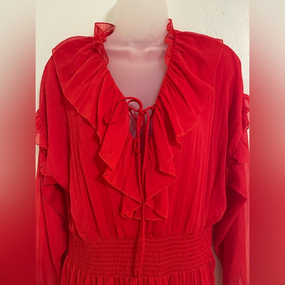 Zara Red Ruffle Dress - Picture 2 of 6